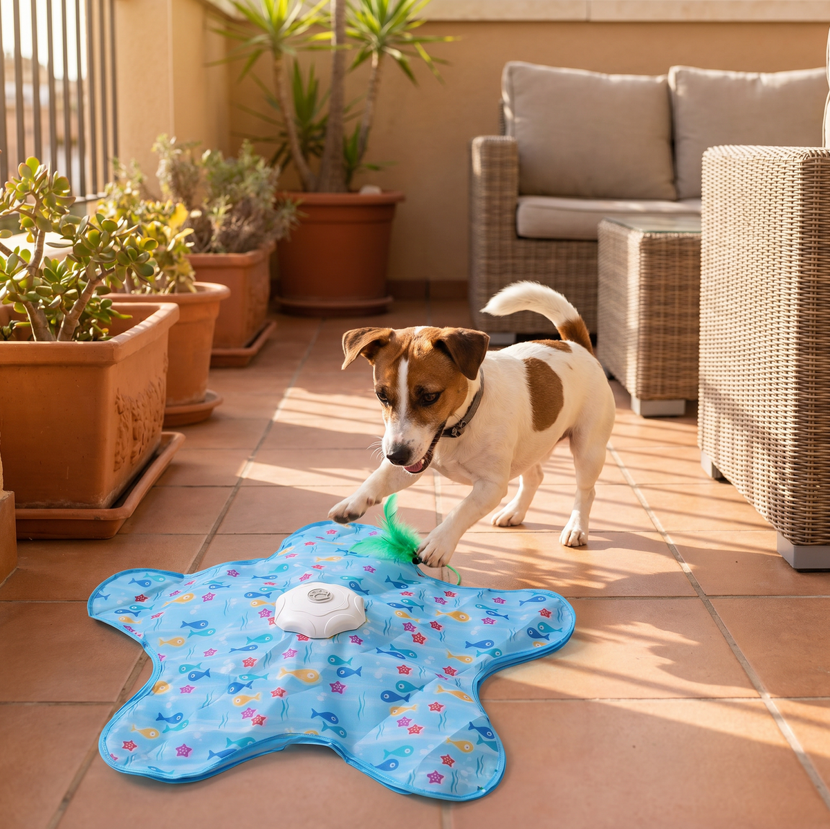 Dog Chasing Moving Feather Toy